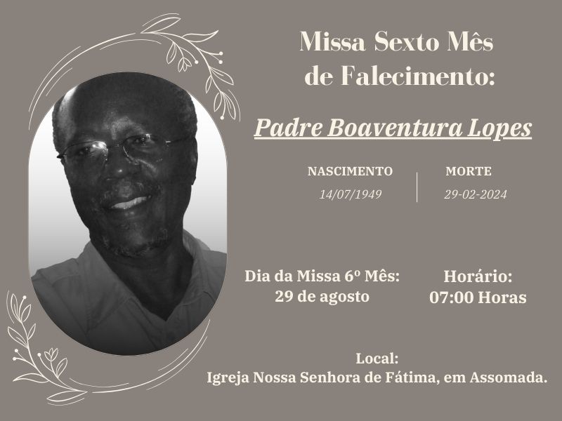 Missa Sexto Mes Pe. Boaventura